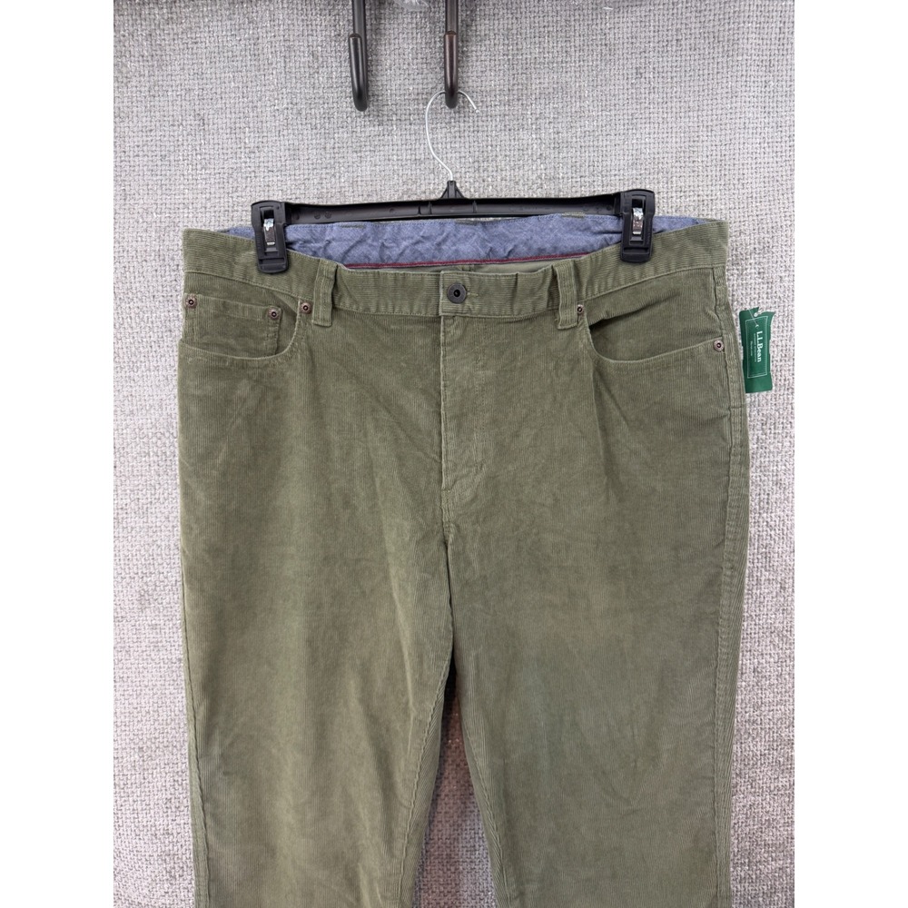 L.L.Bean Corduroy Pants Mens 38x34 (Fits 37x33) Olive 1912 Stretch Standard Fit‎ - Picture 2 of 10
